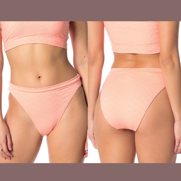 NEW $54‎ Becca Chevron French Cut Bikini Bottoms in Salmon Pink [SZ XL ] - Picture 1 of 11